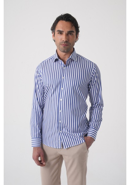 Regular Fit Uzun Kol Italyan Yaka Pamuk Lacivert Gömlek GMCZG250023_D39 fırsatları