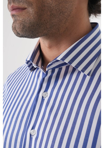 Regular Fit Uzun Kol Italyan Yaka Pamuk Lacivert Gömlek GMCZG250023_D39 indirimleri