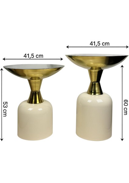 Tebriz 2'li Aliminyum Gövdeli Gold Detaylı Modern Sehpa modelleri