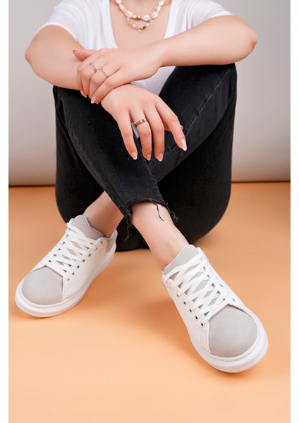 LC109 Beyaz Gri Süet Kadın Sneaker fiyatları