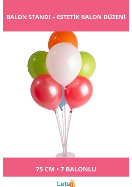 Renkli 75 cm Balon Standı Pratik Parti Aksesuarı