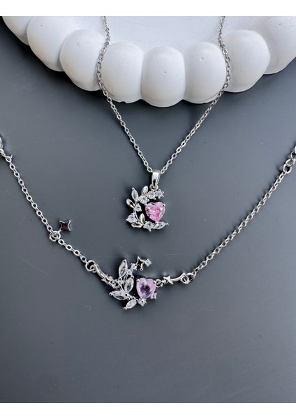 Işıklı Kutuda Özel Taşlı Kolye Bileklik Seti Çelik fiyatları