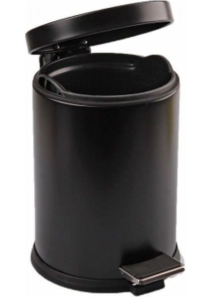 5lt Siyah Pedallı Metal Çöp Kovası (K95)