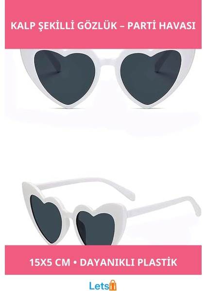Beyaz Kalp Şekilli Parti Gözlüğü Şık ve Eğlenceli