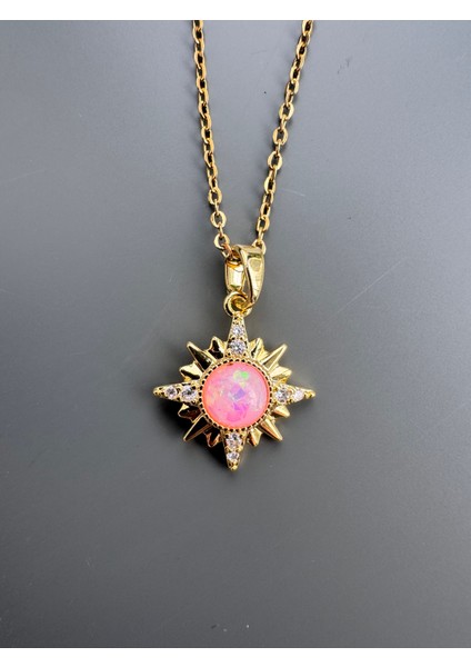 Pembe Gold Güneş Kolye Çelik fiyatları