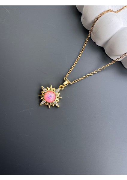 Pembe Gold Güneş Kolye Çelik fırsatları