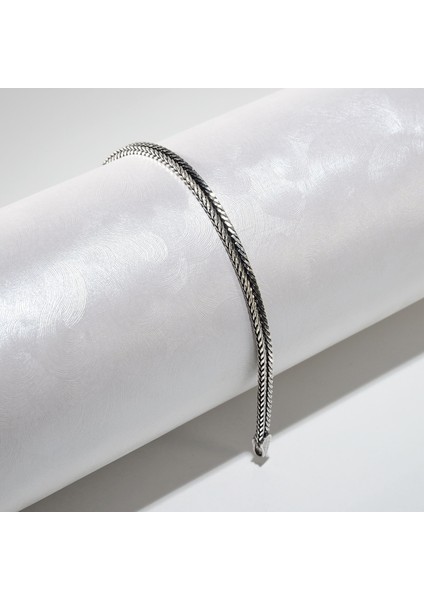 3n Oluklu Tilki Kuyruğu Gümüş Bileklik