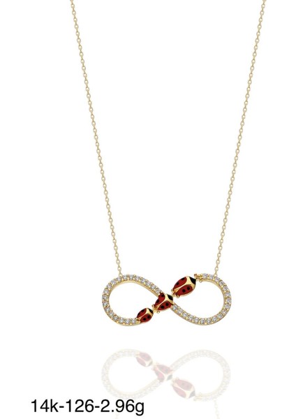 Üç Uğr Böceği Sonsuzluk Içinde Çok Güzel 14 Ayar Altın Kolye fiyatları