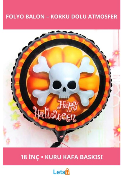 18 Inç Halloween Kuru Kafa Folyo Balon