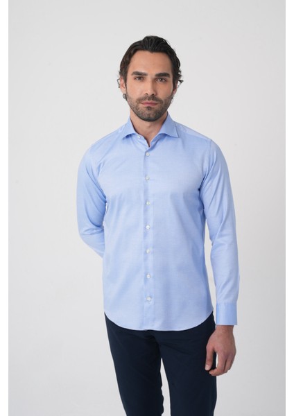 Erkek Uzun Kollu Regular Fit Mavi Klasik Gömlek GMARS252161_E35 fiyatları