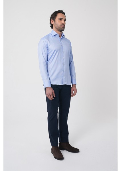 Erkek Uzun Kollu Regular Fit Mavi Klasik Gömlek GMARS252161_E35 fırsatları