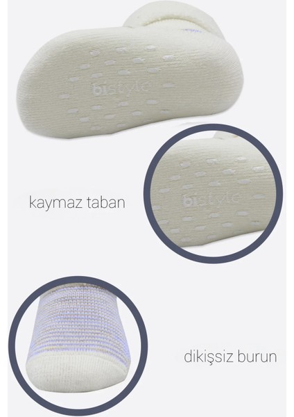 2'li Havlu Soket Kaymaz Çorap 10504 Indigo Ekru indirimleri