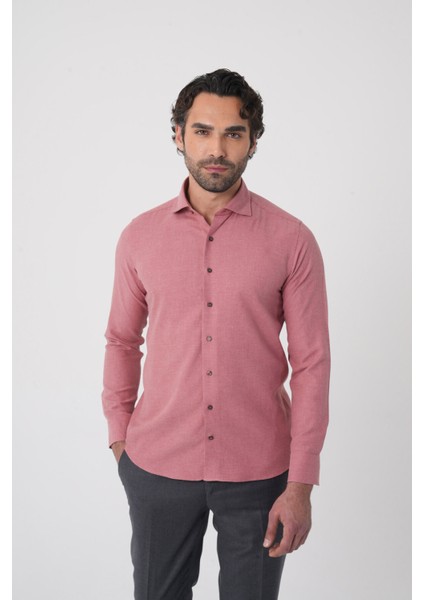 Regular Fit Italyan Yaka Pamuk Kiremit Erkek Gömlek GMFLN0222303221_D26 fiyatları