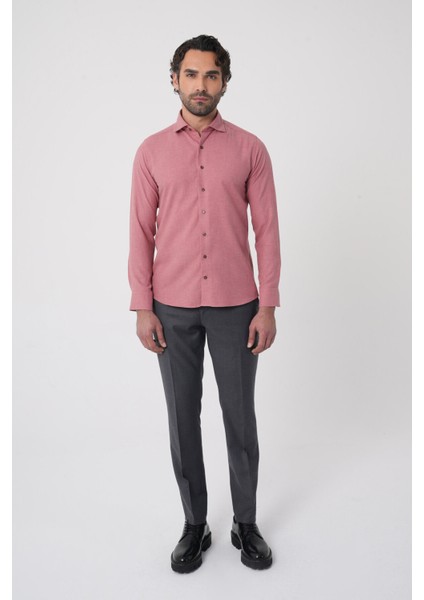 Regular Fit Italyan Yaka Pamuk Kiremit Erkek Gömlek GMFLN0222303221_D26 modelleri