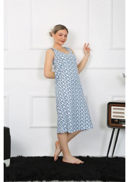 - Kadın Kalın Askılı Penye Uzun Gecelik