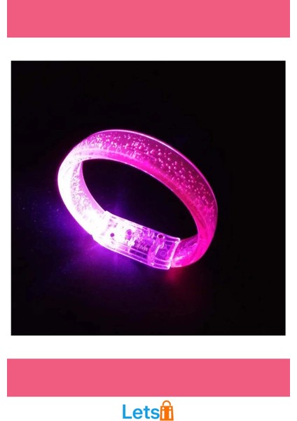 Pembe LED Işıklı Baskı Yapılabilen Pilli Bileklik Bilezik 1,5 cm fırsatları
