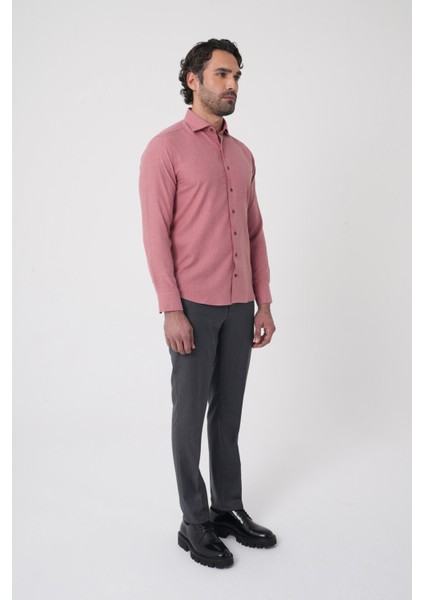 Regular Fit Italyan Yaka Pamuk Kiremit Erkek Gömlek GMFLN0222303221_D26 fırsatları