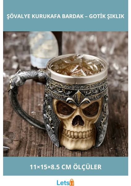 3D Tasarımlı Kurukafa Şövalye Kupa Bardak Estetik ve Fonksiyonel