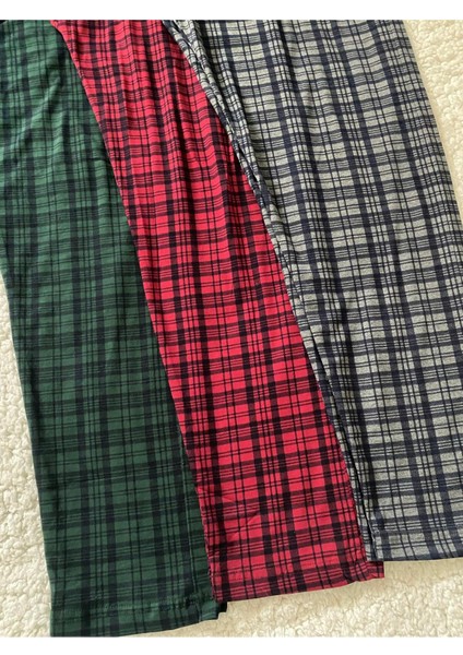 3 Adet Erkek Ekose Desen Kareli %100 Pamuk Cepli Beli Lastikli Ultra Kaliteli Erkek Pijama Altı modelleri