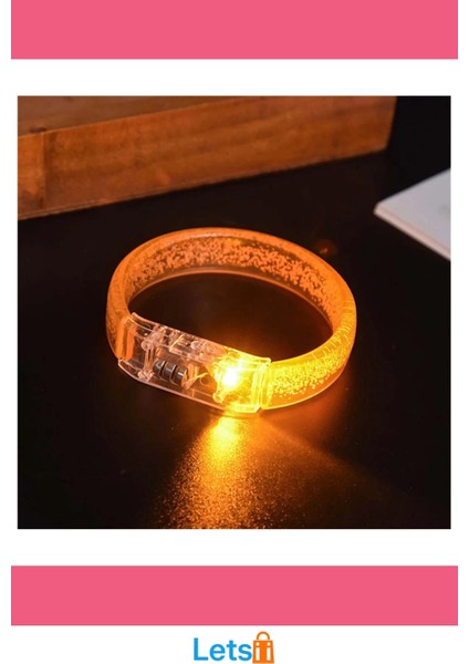 Turuncu LED Işıklı Kişiselleştirilebilir Pilli Bileklik Bilezik 1,5 cm modelleri