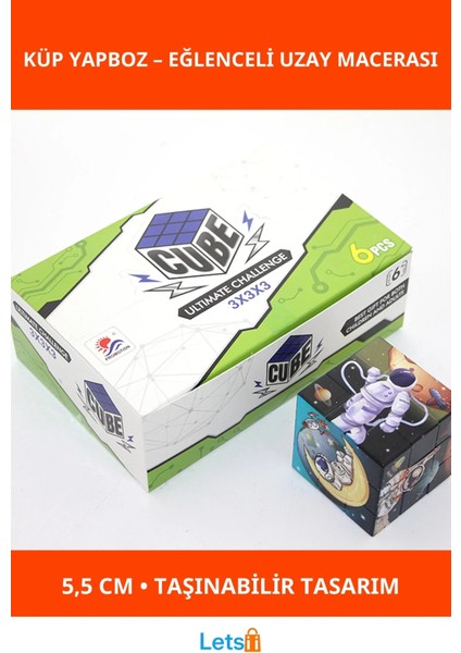Uzay Temalı Eğlenceli ve Öğretici Küp Yapboz