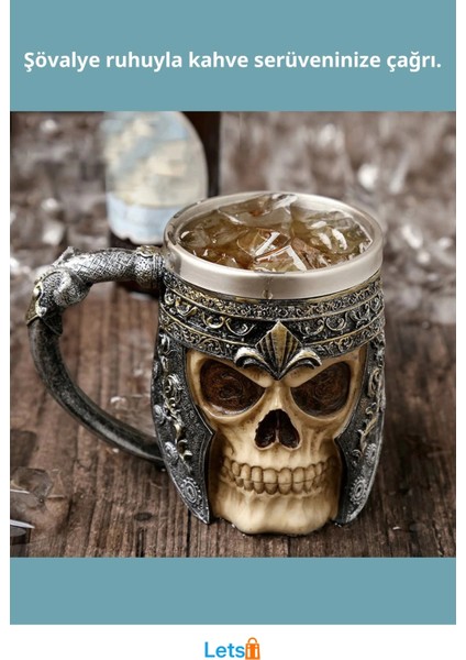 3D Tasarımlı Kurukafa Şövalye Kupa Bardak Estetik ve Fonksiyonel fiyatları