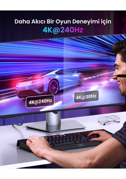 8k 60Hz Displayport 1.4 To HDMI 2.1 Örgülü Kablo, 1m, 80395 indirimleri