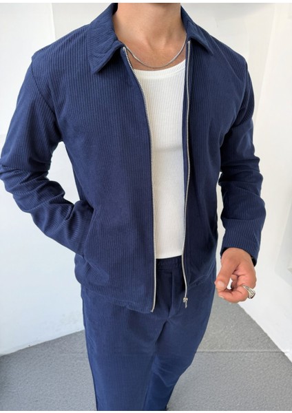 Slimfit Yakalı Astarlı Yan Cep Baggy Pantolonlu Kadife Takım fiyatları