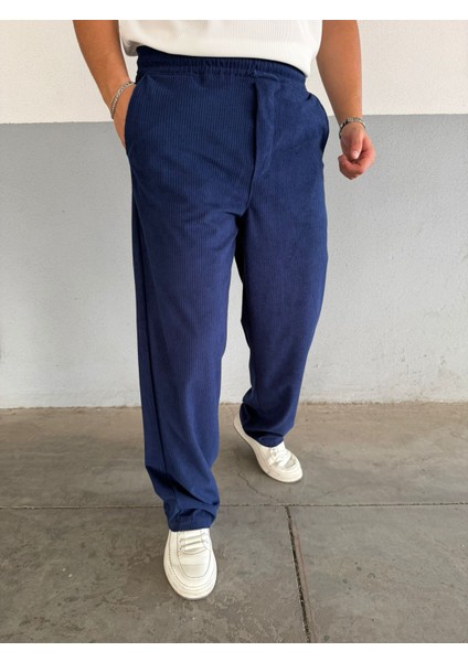 Slimfit Yakalı Astarlı Yan Cep Baggy Pantolonlu Kadife Takım modelleri