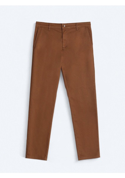 Deve Tüyü Düz Dokuma Regular Fit Casual Pamuk Karışımlı Pantolon