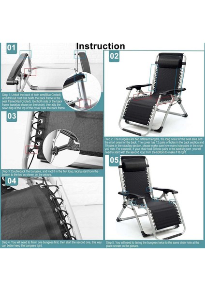 2x Sıfır Yerçekimi Sandalye Yedek Kumaş Katlanır Recliners Dış Mekan Kamp Patio Çim Yard Havuzu 63X17INCH (Yurt Dışından) modelleri