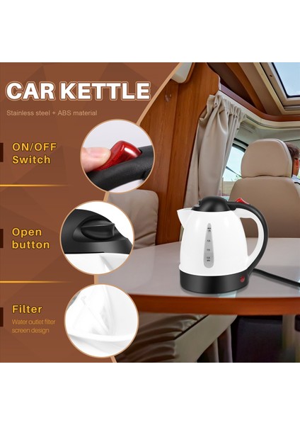 Araç Kamyonu 1000ML Su Isıtıcısı Sıcak Su Havuzlu Çay Kahve Paslanmaz Çelik Büyük Kapasite 24V (Yurt Dışından) indirimleri