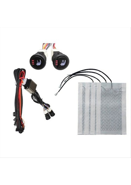 Evrensel Dahili Otomobil Koltuğu Isıtıcı Kiti 12V Karbon Fiber Isıtma Pedleri ile 2 Koltuk 3 Seviye Kontrol Anahtarı Sistemi (Yurt Dışından) fiyatları