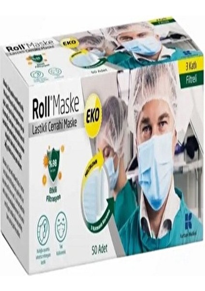 Cerrahi Maske %99 Filtrasyon Telli Yapı 50 Adet Hijyenik Kullanım İçin fiyatları