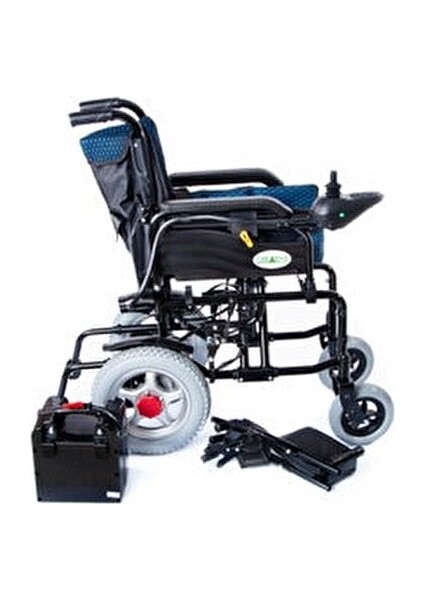 Siyah Akülü Tekerlekli Sandalye Katlanabilir Ergonomik Tasarım 8 inç Tekerlek