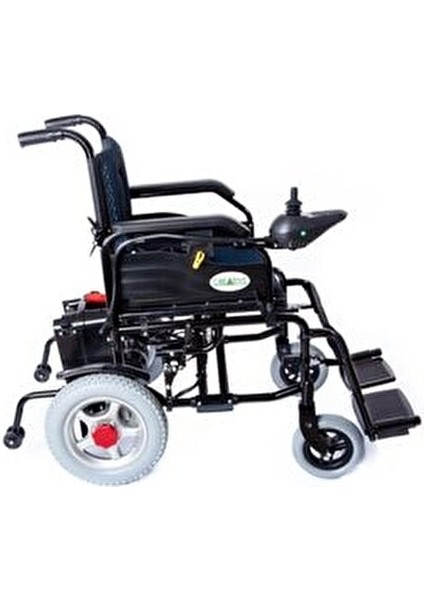 Siyah Akülü Tekerlekli Sandalye Katlanabilir Ergonomik Tasarım 8 inç Tekerlek