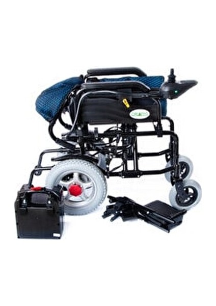 Siyah Akülü Tekerlekli Sandalye Katlanabilir Ergonomik Tasarım 8 inç Tekerlek