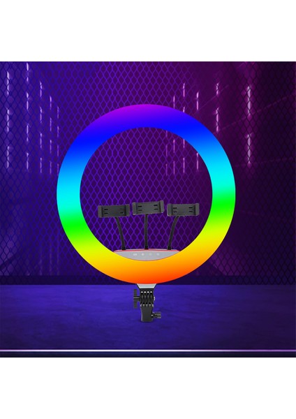 Rgb Ringlight 45CM Işıklı 3'lü Telefon Tutucu LJJ18 LED Selfie Youtuber Tiktok Işığı Kumandalı modelleri