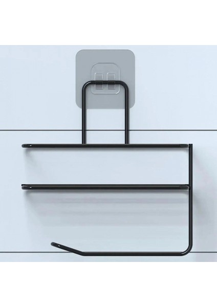 Kendiliğinden Yapışkanlı Tuvalet Kağıdı Tutacağı ve Yedek Raf - Siyah Modern Metal Tasarım (K95) modelleri