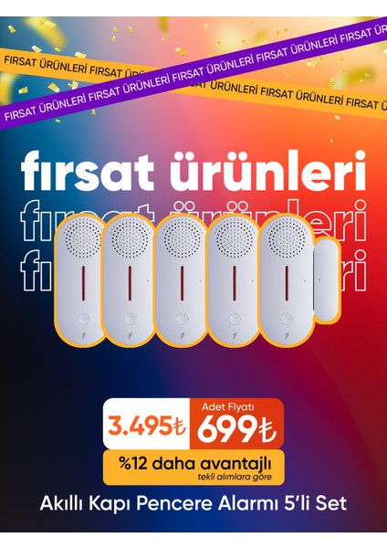 Akıllı Kablosuz Kapı Pencere Alarmı 5'li Set