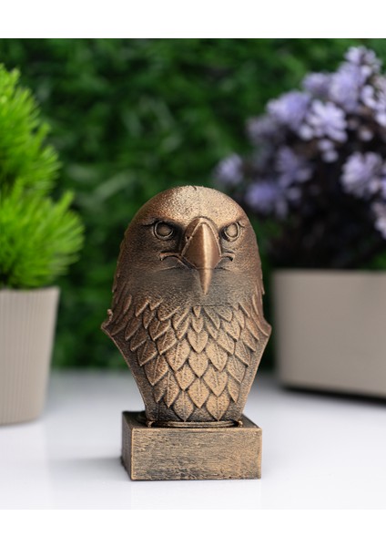 Kartal Büst Heykel – El Yapımı Dekoratif Figür 12CM – Masa Üstü Biblo