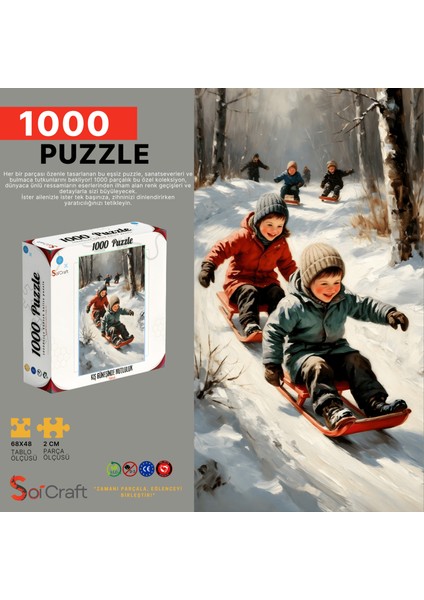 1000 Parça Puzle Kış Güneşinde Mutluluk Yarışı