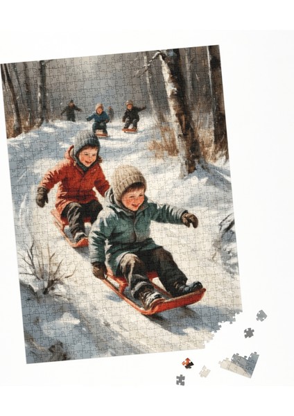 1000 Parça Puzle Kış Güneşinde Mutluluk Yarışı fırsatları