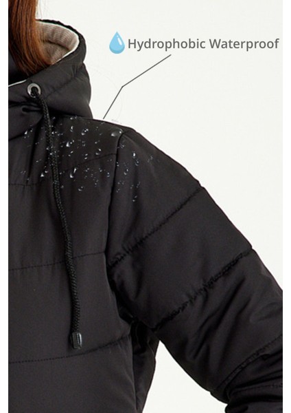 Günlük Şık Kapüşonlu Kışlık Kadın Şişme Mont