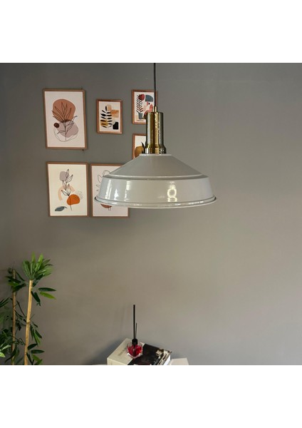 Carmelo Gri Renk Asaletli Tekli Avize Eskitme Fener Başlık Sarkıt Lamba Salon Aydınlatma