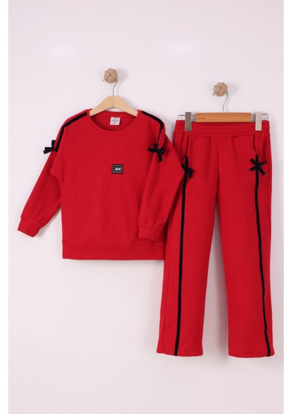 Kız Çocuk Kurdale Detaylı Fitilli Polar Takım