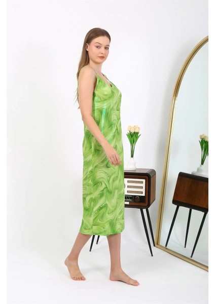 - Kadın Ip Askılı Uzun Parlak Micro Elbise Gecelik Yeşil modelleri