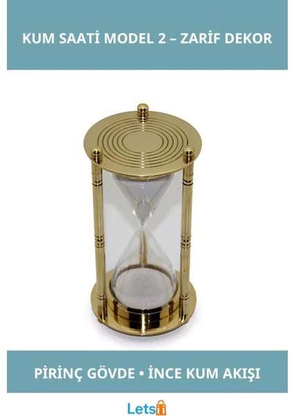 Nostaljik Pirinç Kum Saati Şık Dekoratif Obje