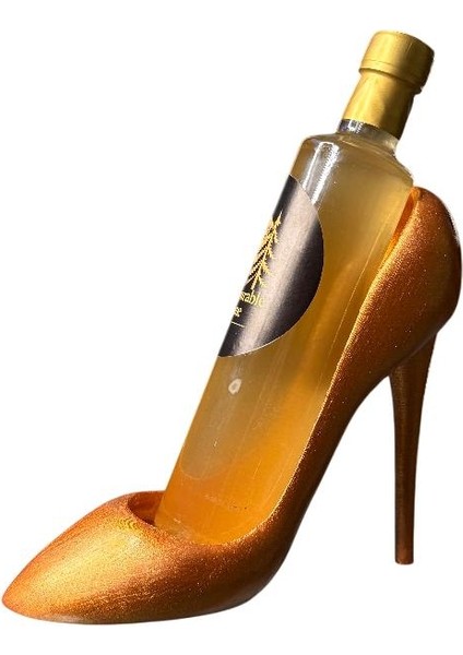 Stiletto Görünümlü Şişe Standı – El Boyaması Şık ve Dekoratif Şişe Tutucu | Modern Ev Dekoru (Bakır)