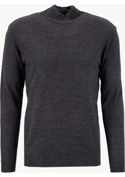 Yarım Balıkçı Yaka Basic Düz Antrasit Erkek Kazak MML5WM-KZK9527